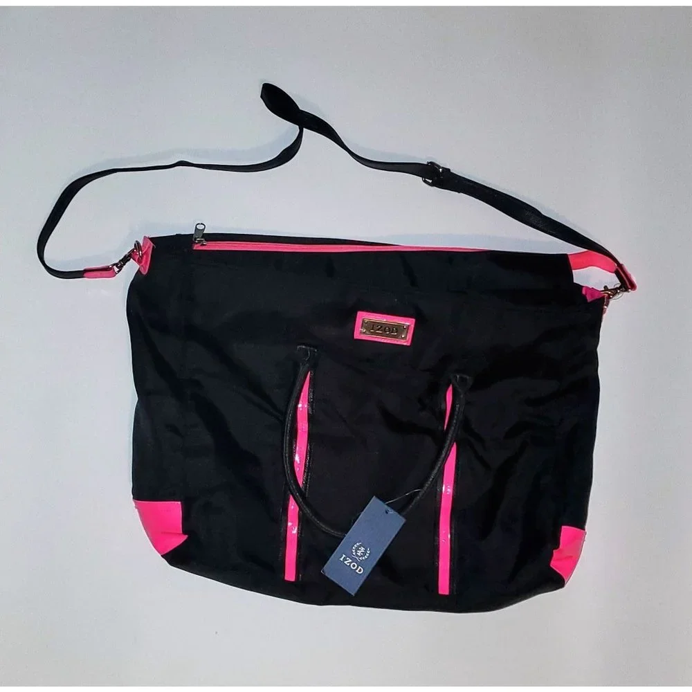 NWT IZOD Black and Hot Pink Tote Bag‎